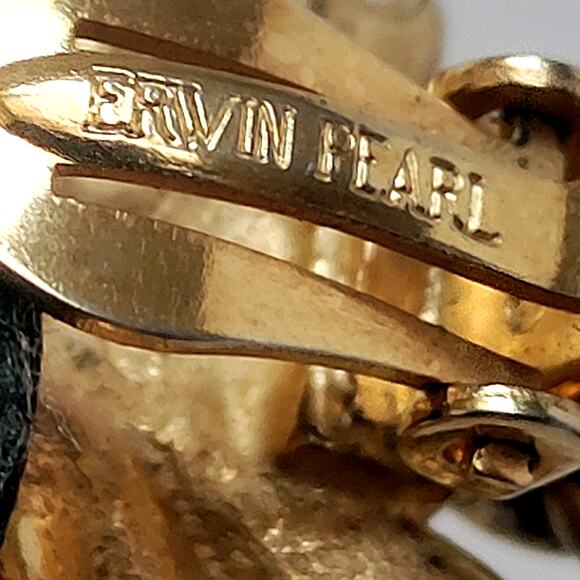 Erwin Pearl Vintage Gold-Plated Tiered Flower Dangle Earrings 2.5" - Picture 3 of 8